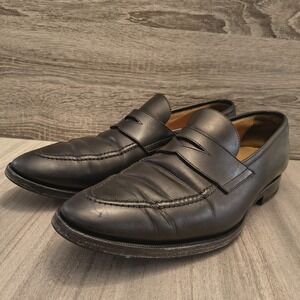 Mens Suitsupply Black Leather Penny Loafers Shoes Size UK11 US12 EU45
